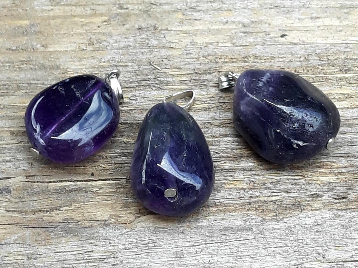 Edelsteen Amethist (donker paars) hanger